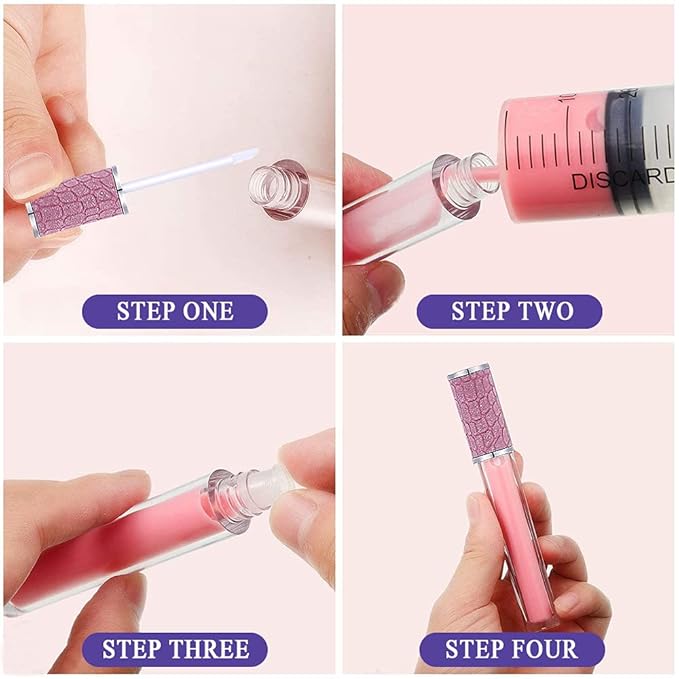 24 Pack Fish Scales Lip Gloss Tubes with Wand 5ml Empty Lip Gloss Containers Lipgloss Bottles with Stoppers + 2pcs Syringes for DIY Lip Gloss Balm