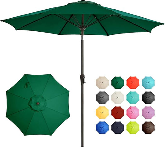 Ayge 9FT Large Outdoor Patio Umbrella Market Table Umbrella-UV Resistant, Easy Push Button Tilt and Crank, 8 Sturdy Fiberglass Ribs Heavy-Duty Pool Umbrella for Deck, Backyard,Garden