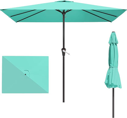 8' x 10' Rectangular Patio Umbrellas for Outdoor, Outdoor Table Umbrella, Large Outdoor Patio Umbrellas with 8 Sturdy Ribs for Market, Garden, Pool (Cerulean)