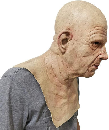 Realistic Old Man Mask Halloween Mask Scary Latex Old Man Grandpa Mask Halloween Wrinkle Face Mask