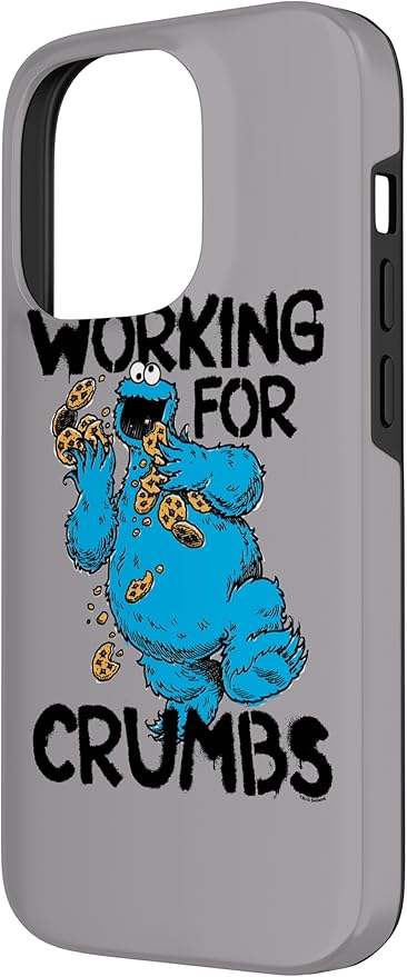 iPhone 14 Pro Sesame Street Cookie Monster Working for Crumbs Case