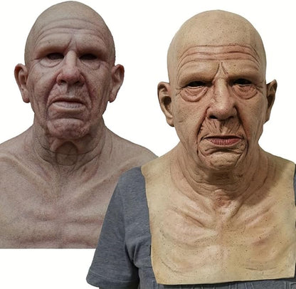 Halloween Realistic Old Man Mask Adlut -Latex Human Old Person Men Full Head Mask Costume