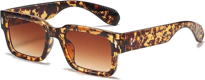 EYLRIM Square Frame Sunglasses for Women Men Trendy Chunky Rectangle Sun Glasses Black Shades UV400 Protection