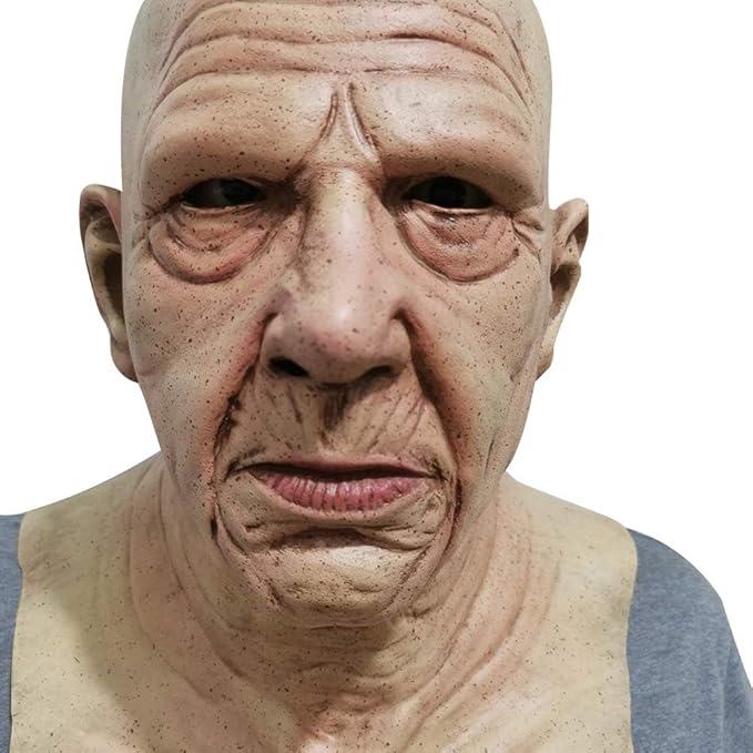 Realistic Old Man Mask Halloween Mask Scary Latex Old Man Grandpa Mask Halloween Wrinkle Face Mask