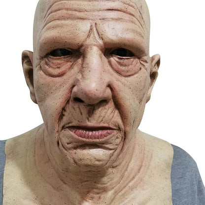 Realistic Old Man Mask Halloween Mask Scary Latex Old Man Grandpa Mask Halloween Wrinkle Face Mask