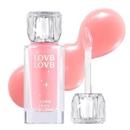 Crystal Dewy Lip Gloss | Lightweight & Non-Sticky | High-Shine & Long-Lasting | Hydrating Korean Lip Care Gloss | 0.17 oz. (01 PINK DOLPHIN)
