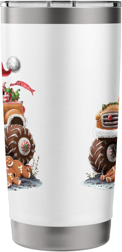 Funny Monster Truck Gingerbread Man Baking Christmas Cookies Stainless Steel Insulated Tumbler