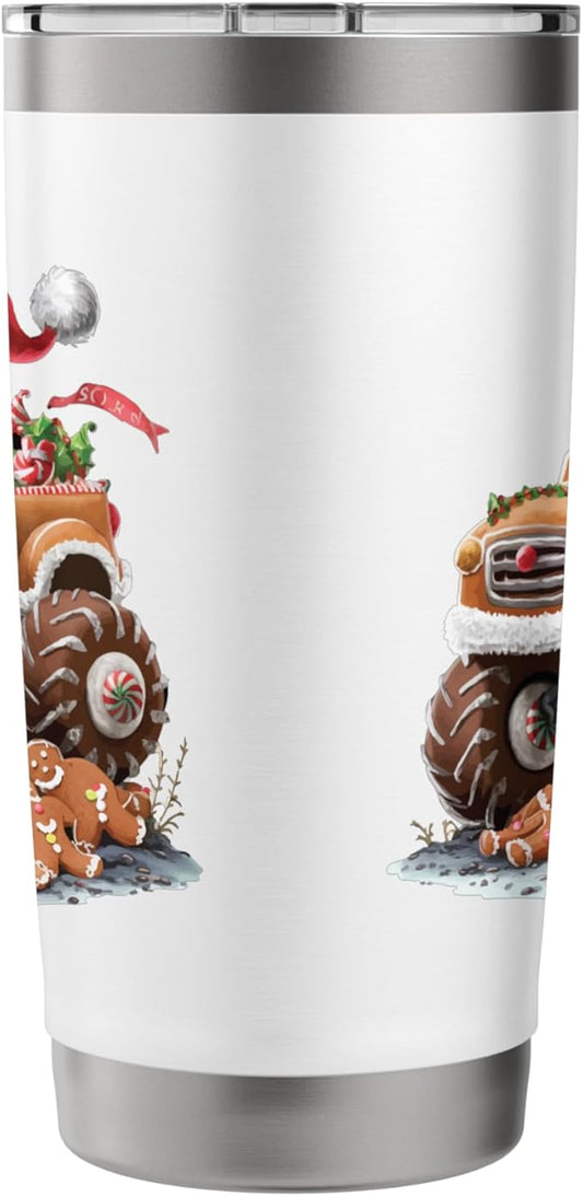 Funny Monster Truck Gingerbread Man Baking Christmas Cookies Stainless Steel Insulated Tumbler