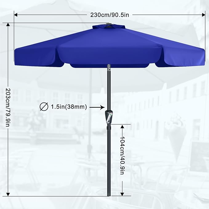 MASTERCANOPY Valance Patio Umbrella for Outdoor Table Market (7.5ft, Blue)