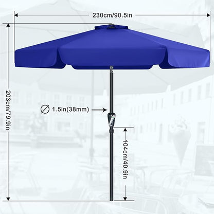 MASTERCANOPY Valance Patio Umbrella for Outdoor Table Market (7.5ft, Blue)