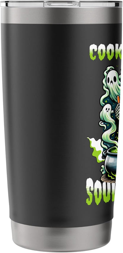 Halloween Fire Ice Skull Creepy Monster Mask Horror Stainless Steel Insulated Tumbler