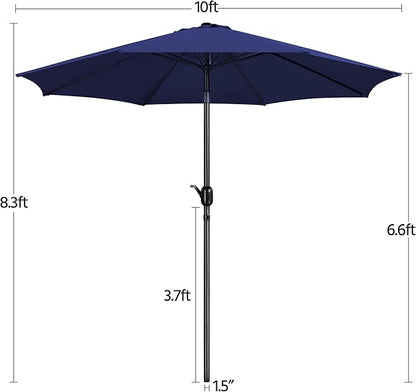 Yaheetech Patio Umbrella, 10FT Outdoor Table Market Umbrella with Push Button Tilt and Crank, Yard Umbrella with 8 Sturdy Ribs for Garden, Deck, Backyard, Pool