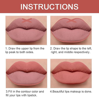 2-in-1 Antique Rose Lip Liner & Lipstick Set Kit for Women, Matte Lips Kit with Lip Liner Lip Stains Long Lasting Waterproof 24 Hour Lipstick and Lip Liners Combo Lipliners Pencil Set 04