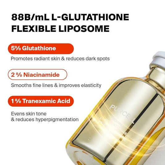 5% Glutathione Face Serum - High Concentration with Vitamin B3, Vitamin E, Tranexamic Acid, Hydrating & Brightening, Lightweight, 1.01 oz