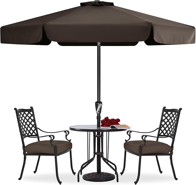 ABCCANOPY Patio Umbrella 7.5ft, Outdoor Table Umbrella with Push Button Tilt and Crank, Market Umbrella for Patio Pool Garden Deck (Brown)