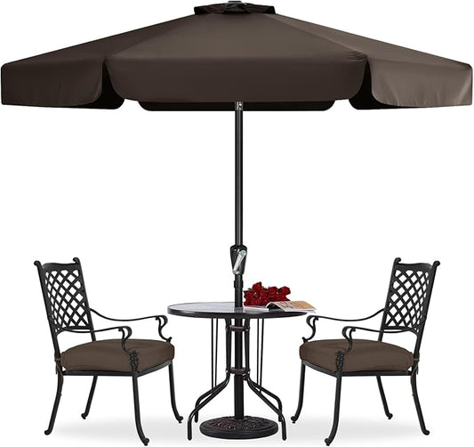 ABCCANOPY Patio Umbrella 7.5ft, Outdoor Table Umbrella with Push Button Tilt and Crank, Market Umbrella for Patio Pool Garden Deck (Brown)