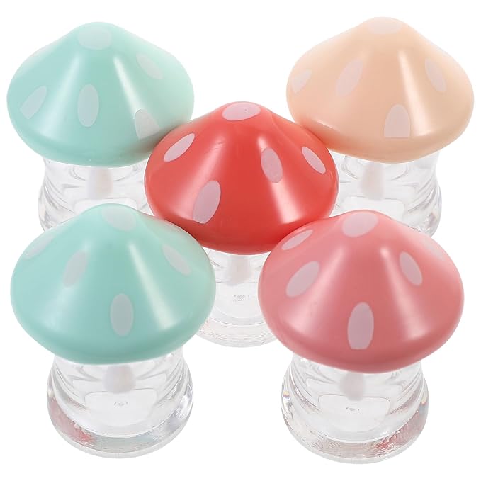 NOLITOY 10 Pieces Clear Lip Gloss Tubes 1.97 Inch Mushroom Shape Plastic Lip Gloss Containers Mini Empty Tube for DIY Cosmetics Women Girls(Mix Color)