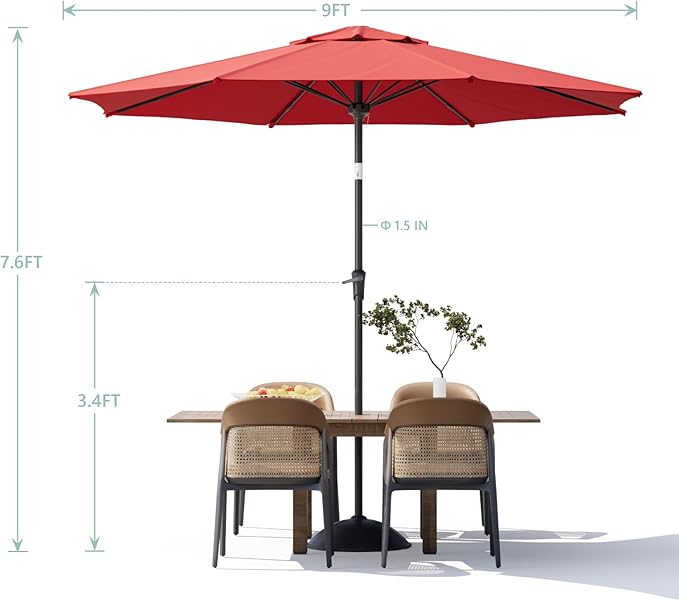 Patio Umbrellas, Pool Umbrella, Outdoor Umbrella with Push Button Tilt/Crank, Deck Umbrellas, Market Umbrela Table for Backyard, Deck, Garden, Pool