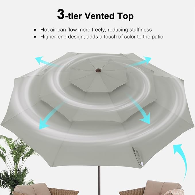 ABCCANOPY 9FT 3 Tiers Patio Umbrella (Gray)