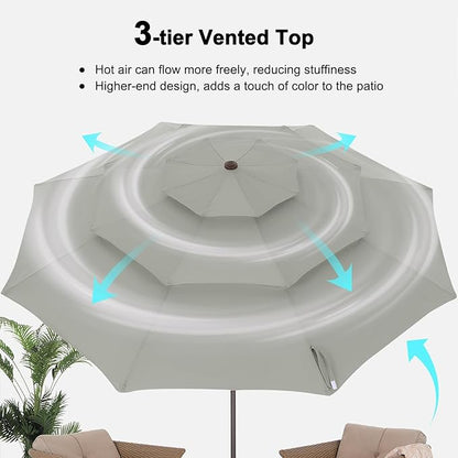 ABCCANOPY 9FT 3 Tiers Patio Umbrella (Gray)