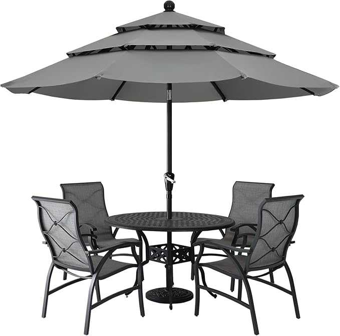 ABCCANOPY Patio Umbrellas 3 Tiers 11FT (Dark Gray)
