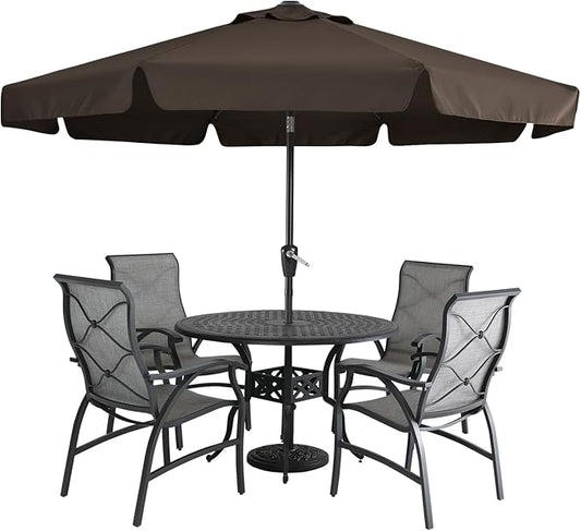 MASTERCANOPY Valance Patio Umbrella for Outdoor Table Market -8 Ribs (9FT, Brown)
