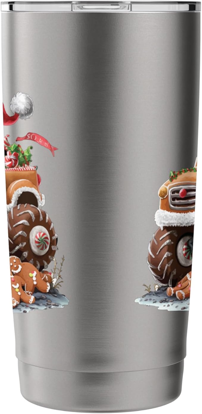 Funny Monster Truck Gingerbread Man Baking Christmas Cookies Stainless Steel Insulated Tumbler