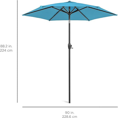 Best Choice Products 7.5ft Heavy-Duty Round Outdoor Market Table Patio Umbrella w/Steel Pole, Push Button Tilt, Easy Crank Lift - Sky Blue