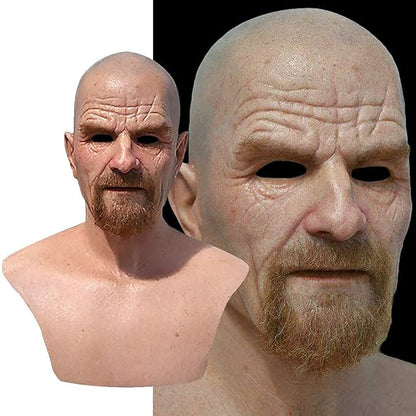 Realistic Old Man Mask Halloween Mask Scary Latex Old Man Grandpa Mask Halloween Wrinkle Face Mask
