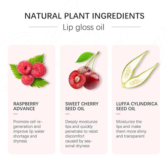 Plumping Lip Oil, Hydrating Lip Gloss Tinted Lip Balm Lip Care Transparent Toot Lip Oil, Non-Sticky Long Lasting Nourishing Lip Glow Oil Repairing Lightening Lip Lines Lip Care Products(CHERRY)