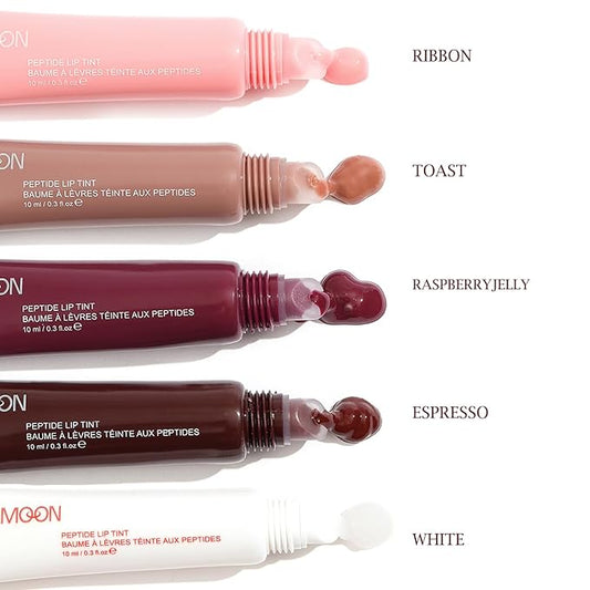 5 Colors Hydrating Lip Glow Oil, Ribbon, Toast, Raspberry jelly, Espresso, White Tinted Lip Oil Gloss, Moisturizing, Hydrating, Nourishing Lip Care Oil for Naturally Plump, Pillowy-soft Lips