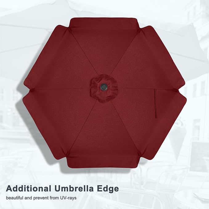 MASTERCANOPY Valance Patio Umbrella for Outdoor Table Market (7.5ft, Burgundy)