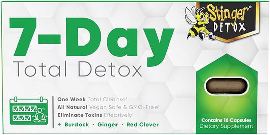 Stinger Detox 7-Day Total Detox Permanent Cleanser | Burdock + Ginger + Red Clover | One Week Total Cleanser | All Natural Vegan Safe & GMO-Free