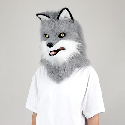HAOAN Furry Dog Mask Animal Wolf Full Head for Halloween Fancy Dress Party Cosplay Costume Women Men
