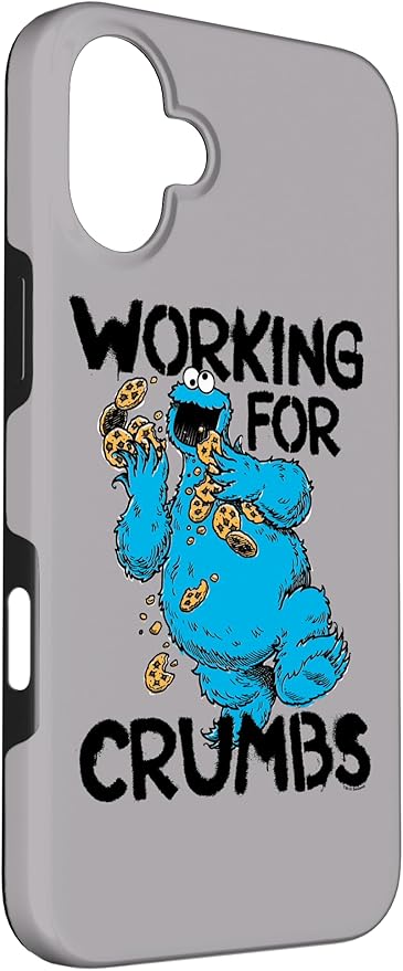iPhone 16 Plus Sesame Street Cookie Monster Working for Crumbs Case