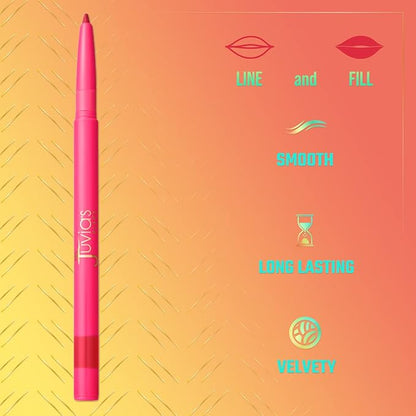 Juvia's Place Coffee Shop Luxe Lip Liner: Ruby - Colorstay Matte Finish Lip Pencil, Makeup for Natural Long Lasting Beauty and Sensational Wear, Lip Stain Kiss Proof Cometics