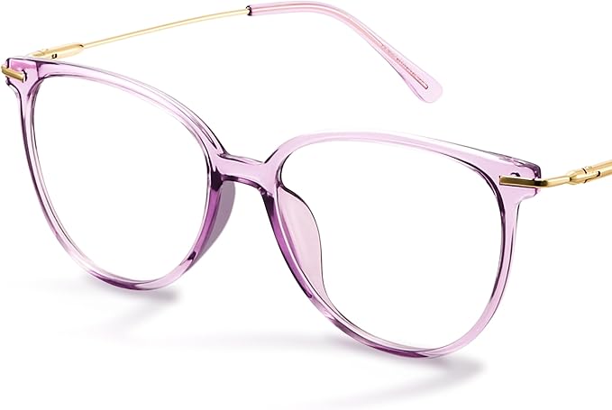 Gaoye Cute Retro Blue-Light Glasses - Mixed Material Frames, Metal Arms, Plastic Nosepads - UV400 Computer Lenses