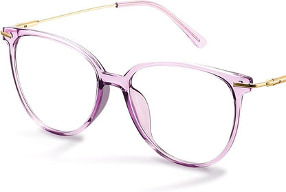 Gaoye Cute Retro Blue-Light Glasses - Mixed Material Frames, Metal Arms, Plastic Nosepads - UV400 Computer Lenses