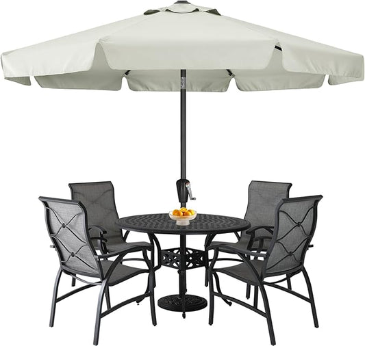 ABCCANOPY Patio Umbrella 10ft, Outdoor Table Umbrella with Push Button Tilt and Crank, 8 Ribs Umbrella for Patio Pool Garden Deck (Light Beige)