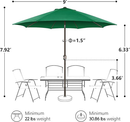 7.5Ft/9Ft Patio Umbrella, UV Protect Pool Umbrella with Heavy Duty Pole,Outdoor Umbrella with Push Botton Tilt & Crank