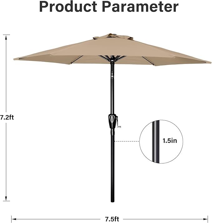 Simple Deluxe 9' Patio Umbrella Outdoor Table Market Yard Umbrella with Push Button Tilt/Crank