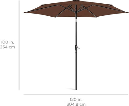 Best Choice Products 10ft Outdoor Steel Polyester Market Patio Umbrella w/Crank, Easy Push Button, Tilt, Table Compatible - Brown