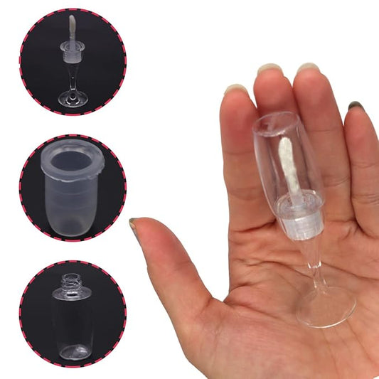 FZBNSRKO 10 Pcs Lip Gloss Tubes Mini Wineglass Shaped Empty Lip Mini Refillable Bottles Lip Gloss Tube Lip Balm Containers Glaze Container for Women Girls(8ml,Transparent)