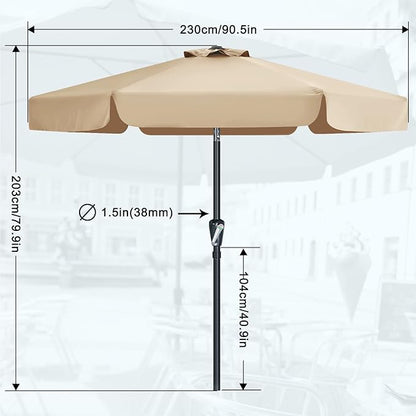 MASTERCANOPY Valance Patio Umbrella for Outdoor Table Market (7.5ft, Khaki)