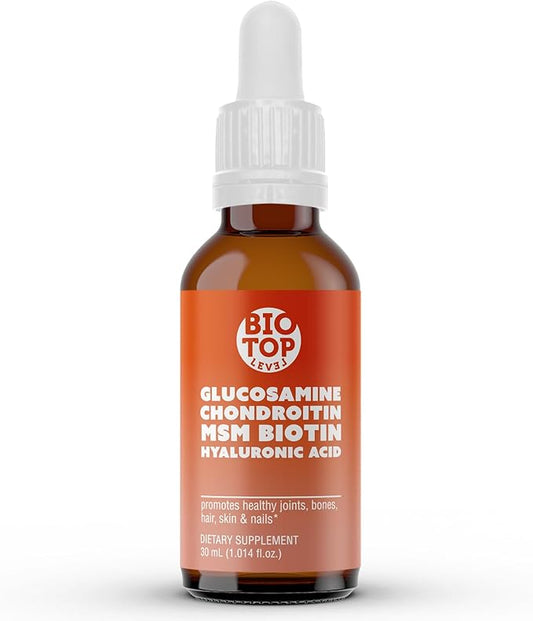 Liquid Glucosamine, Chondroitin, MSM, Biotin, Hyaluronic Acid, All in One Formula for Good Health of Joints, Bones, Hair, Skin & Nails