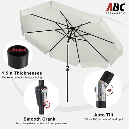 ABCCANOPY Patio Umbrella 10ft, Outdoor Table Umbrella with Push Button Tilt and Crank, 8 Ribs Umbrella for Patio Pool Garden Deck (Light Beige)