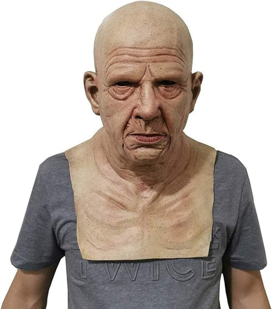 Realistic Old Man Mask Halloween Mask Scary Latex Old Man Grandpa Mask Halloween Wrinkle Face Mask