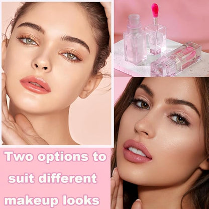 2PCS Magic Color Changing Lip Oil, Big Brush Color Changing Lip Oil, Lip Oil Color Changing, Warm Change Hydrating Color Changing Lip Gloss, Lip Changing Oil Long Lasting Shimmery Fresh Texture