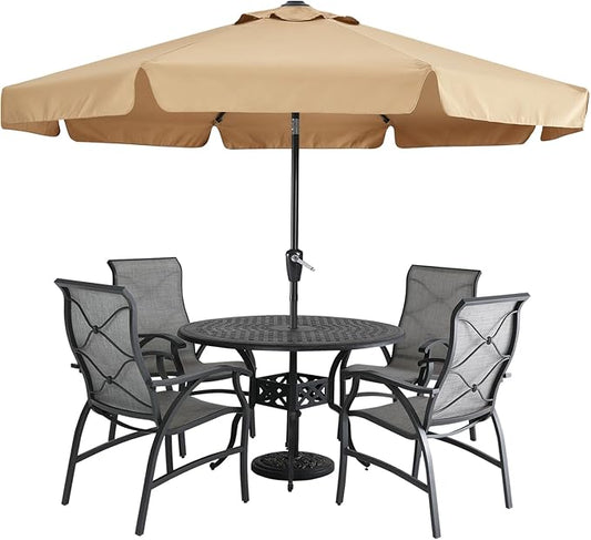 MASTERCANOPY Valance Patio Umbrella for Outdoor Table Market -8 Ribs (10ft, Khaki)