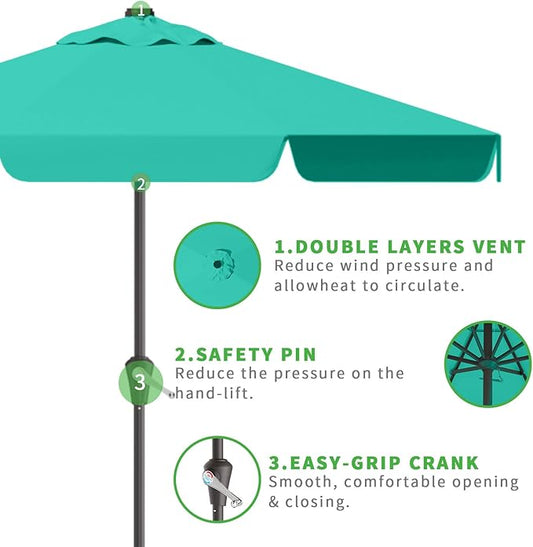 11FT Patio Umbrella Table Market Umbrella w/Crank Outdoor Umbrellas for Garden, Deck, Backyard, Pool and Beach, Cerulean